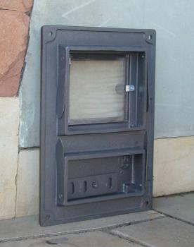 Innbee® Backofentür 375x275 mm Gusseisen Küchentür mit Glas Luftzufuhrregulierung Ofen In-1622